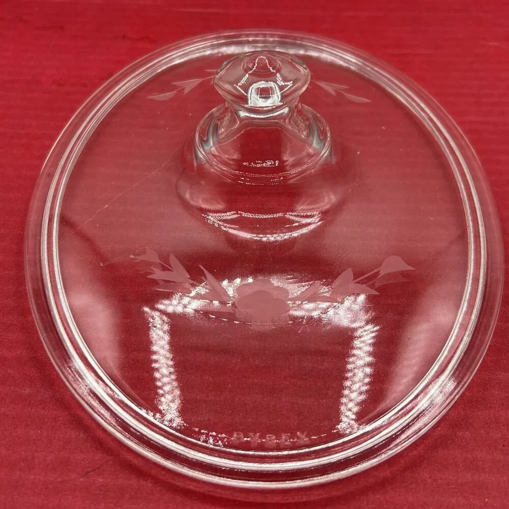 Pyrex 1.5qt Vintage Oval Glass Casserole Dish Etched Silver Plated Footed Holder